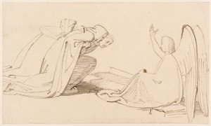 Le tre Marie al sepolcro (matita, penna, inchiostro e lavaggio) (dettaglio) da John Flaxman